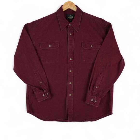 Vtg RedHead Flannel Shirt Mens L Burgundy Cotton Chamois Long Sleeve Workwear - Picture 2 of 8